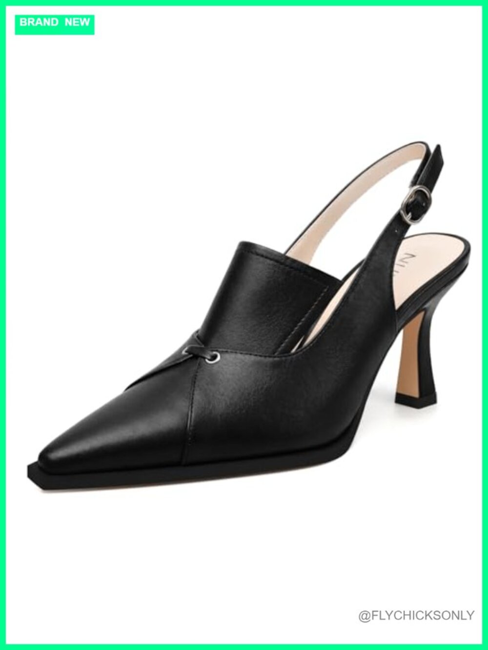 Women's Faux Leather Kitten Heel Slingback Pointed Toe Pumps